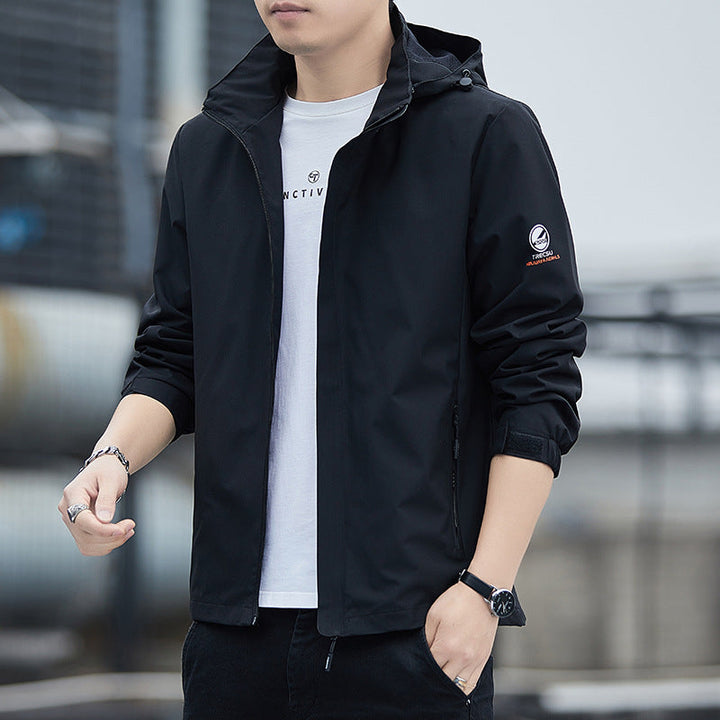 Men’s Windbreaker Jacket – Lightweight Fit – Detachable Hood – Adjustable Cuffs