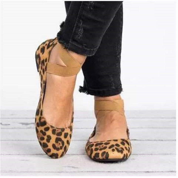 Women’s Ballet Flats – Suede Finish – Elastic Strap – Rounded Toe – Low Profile Fit