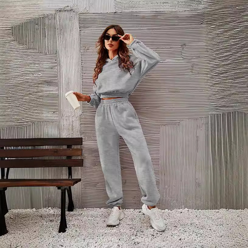 Women’s Hoodie and Pants Set – Soft Cotton – Relaxed Fit – Ribbed Cuffs – Casual Wear
