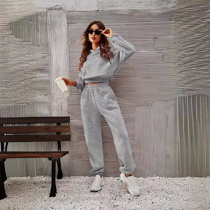 Women’s Hoodie and Pants Set – Soft Cotton – Relaxed Fit – Ribbed Cuffs – Casual Wear