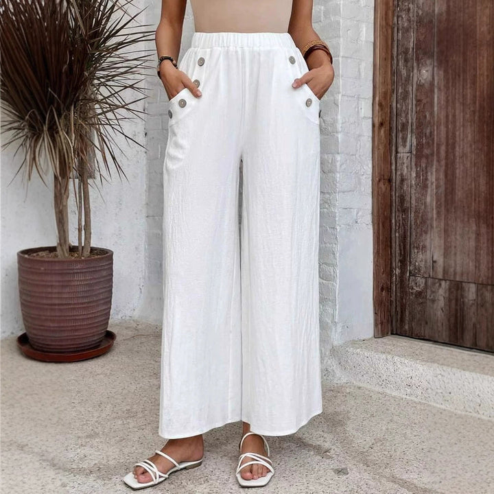 Women’s Wide Leg Pants - High Waisted - Elastic Waist - Lightweight Flowy Casual Fit