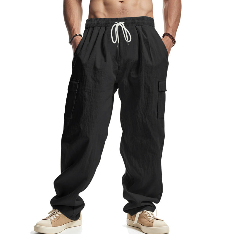 Men’s Cargo Pants - Relaxed Fit - Cotton Blend - Elastic Waistband - Multi-Pocket Casual Wear