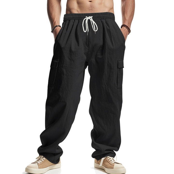 Men’s Cargo Pants - Relaxed Fit - Cotton Blend - Elastic Waistband - Multi-Pocket Casual Wear