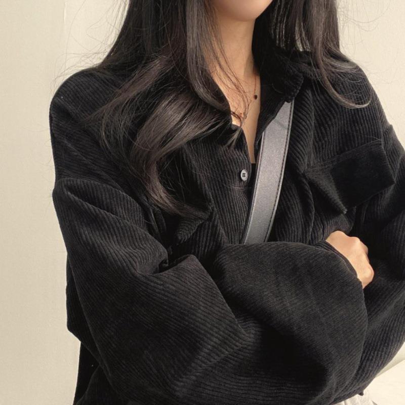 Women’s Shirt Jacket – Corduroy – Oversized Fit – Button Down – Long Sleeve Casual Layer