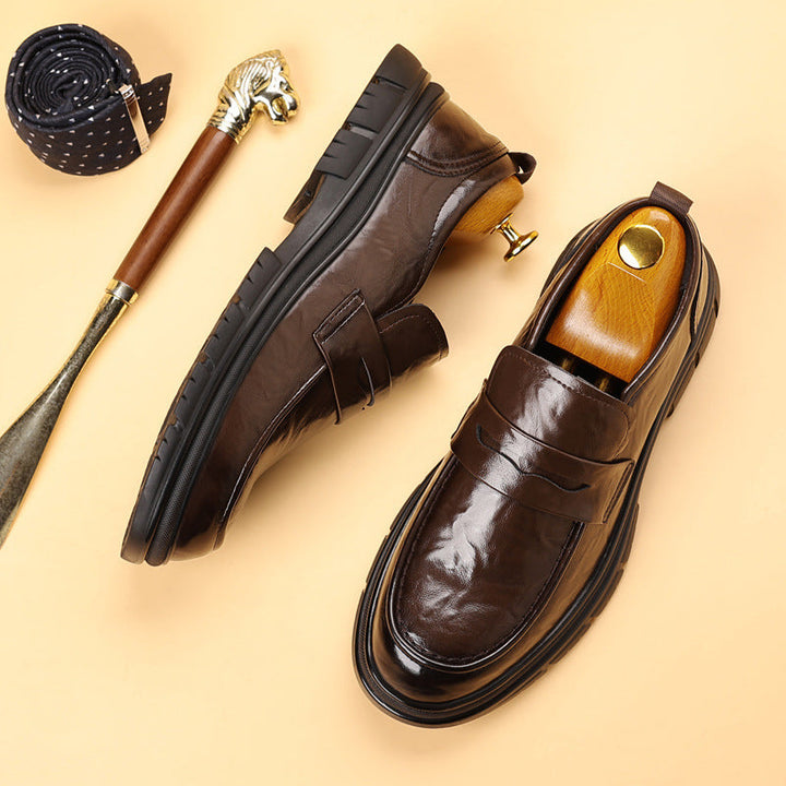 Men’s Leather Loafers – Slip-On Penny Style – Streamlined Fit – Treaded Sole