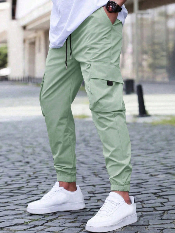 Men’s Cargo Jogger Pants - Cotton Blend - Relaxed Fit - Drawstring Waist - Elastic Cuffs