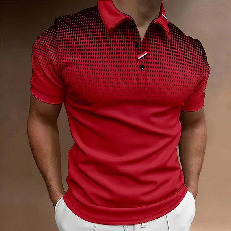 Men’s Polo Shirt - Slim Fit - Cotton Blend - Short Sleeve - Gradient Dot Print