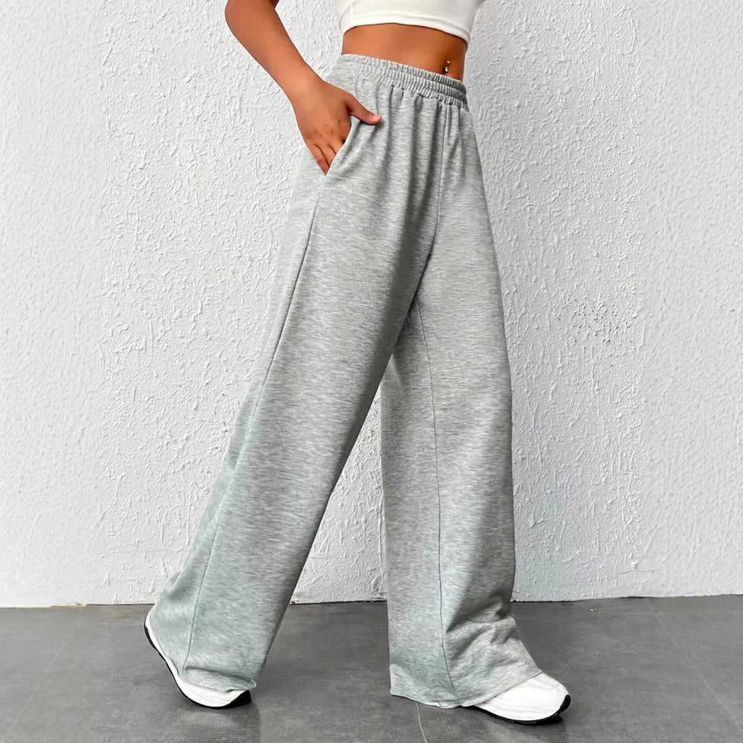 Women’s Wide-Leg Sweatpants – Cotton Blend – Elastic Waist – Relaxed Casual Fit