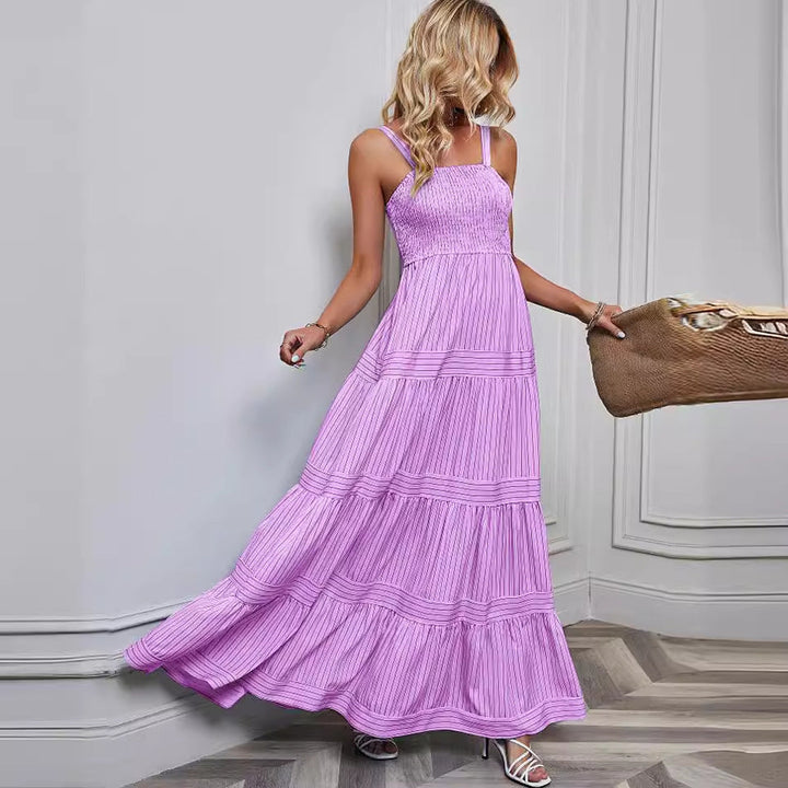 Women’s Maxi Dress – Smocked Bodice – Tiered Flowing Skirt – Lightweight Cotton – Spaghetti Straps