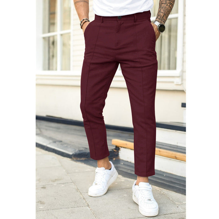Men’s Casual Trousers - Slim Fit - Double Pleated Front - Ankle Length - Belt Loop Waist