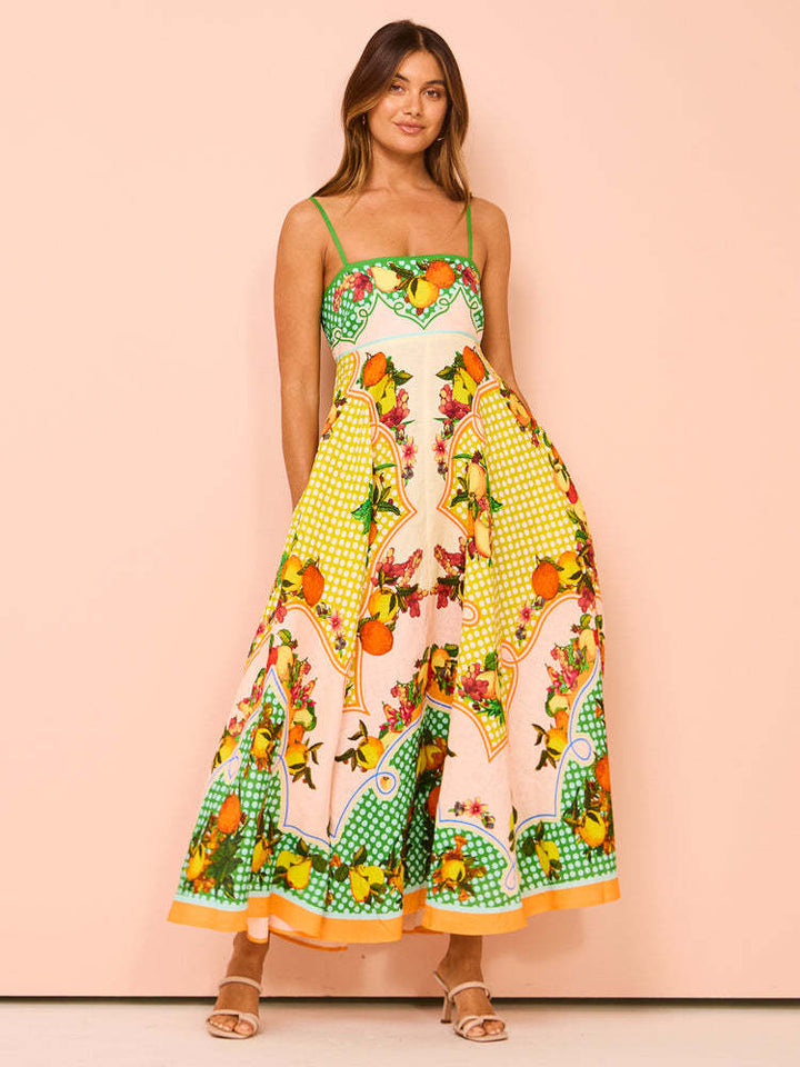 Women’s Maxi Dress - Smocked Bodice - Spaghetti Strap - Flowy Boho Silhouette
