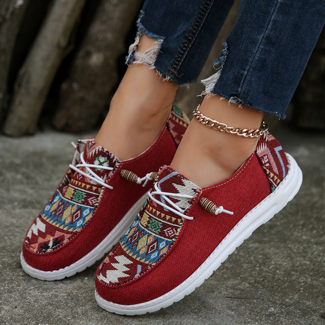 Women’s Slip-On Shoes - Woven Fabric - Floral Tapestry - Lightweight Casual Fit
