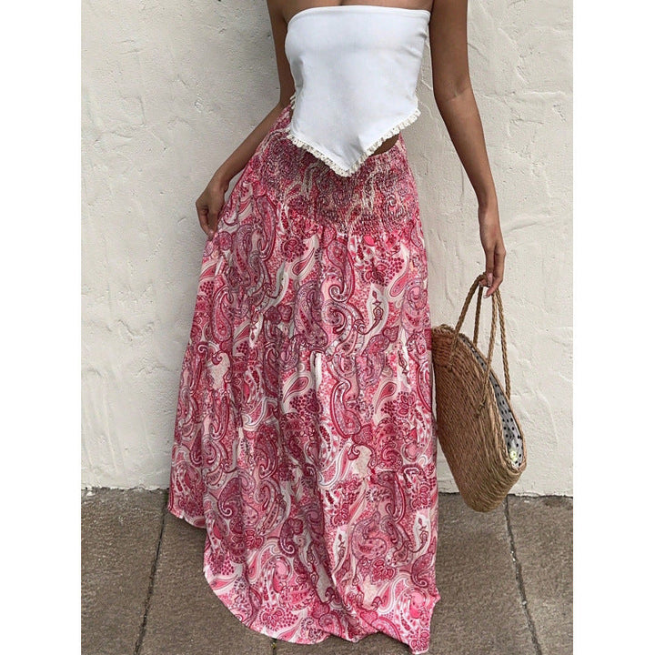 Women’s Maxi Skirt – Flowing Fit – Elastic Waist – Paisley Print – Lightweight Cotton