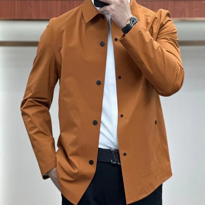 Men’s Shirt Jacket – Slim Fit – Turn-Down Collar – Lightweight Business Casual Layer