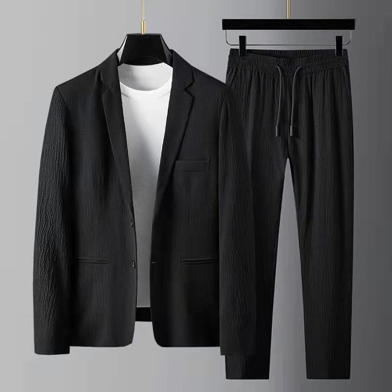 Men’s Suit Set – Slim Fit Blazer & Regular Fit Trousers – Breathable Blend – Smart Casual