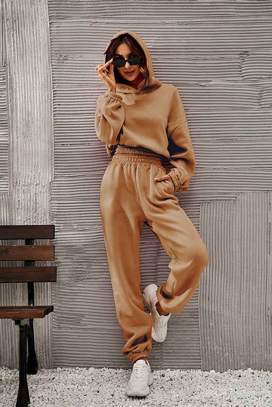 Women’s Hoodie and Pants Set – Soft Cotton – Relaxed Fit – Ribbed Cuffs – Casual Wear