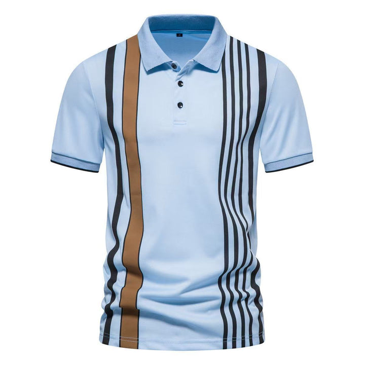 Men’s Polo Shirt - Regular Fit - Vertical Stripe Design - Button Placket Smart Casual
