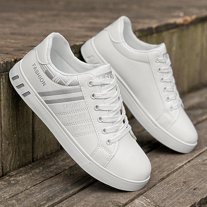 Men’s Casual Sneakers – Low Top – Wide Fit – Leather Look – Lace-Up Everyday Comfort