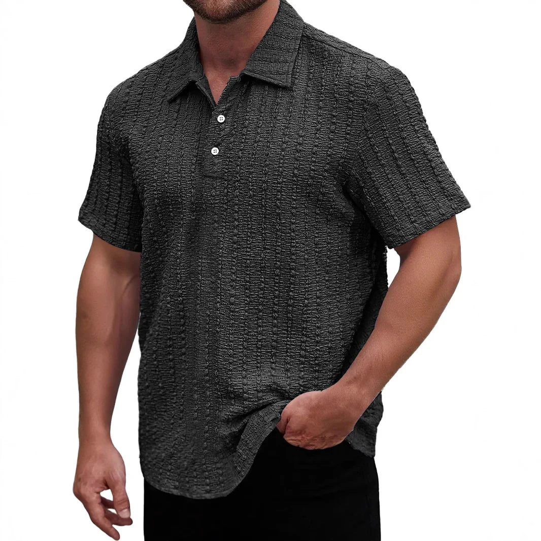 Men’s Polo Shirt – Regular Fit – Textured Soft Knit – Short Sleeve – Breathable Fabric
