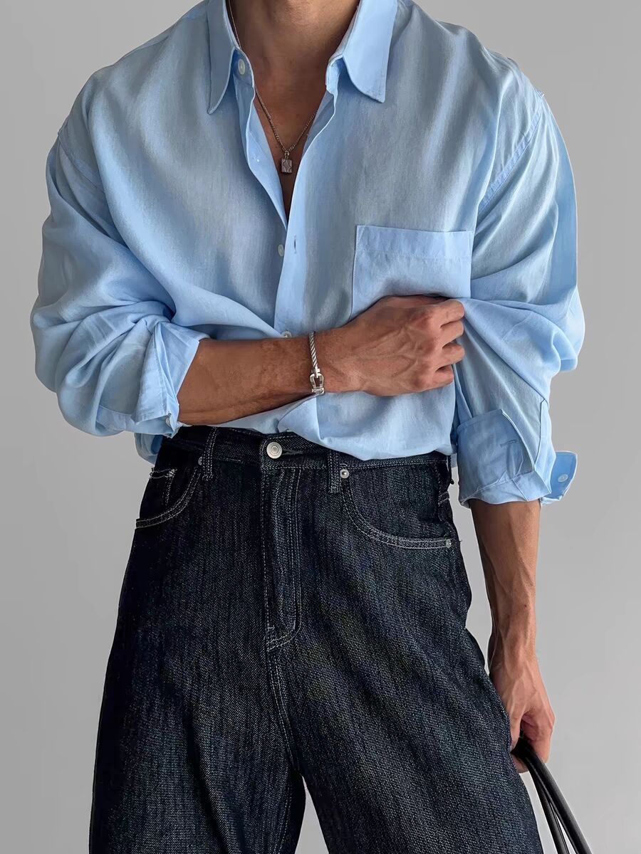 Men’s Long Sleeve Shirt - Relaxed Fit - Breathable Blend - Casual Button Down