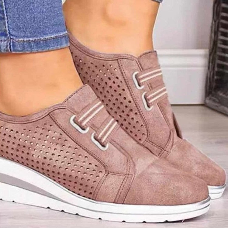 Women’s Wedge Sneakers – Slip-On Design – Breathable Upper – Elastic Vamp – Casual Comfort