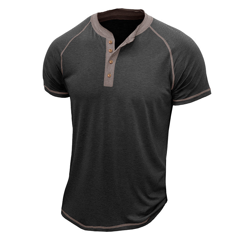 Men’s Henley Shirt – Cotton Blend – Regular Fit – Short Sleeve – Contrast Trim