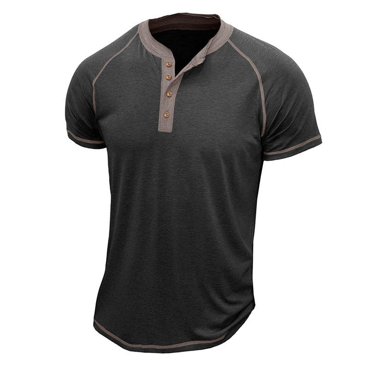 Men’s Henley Shirt – Cotton Blend – Regular Fit – Short Sleeve – Contrast Trim