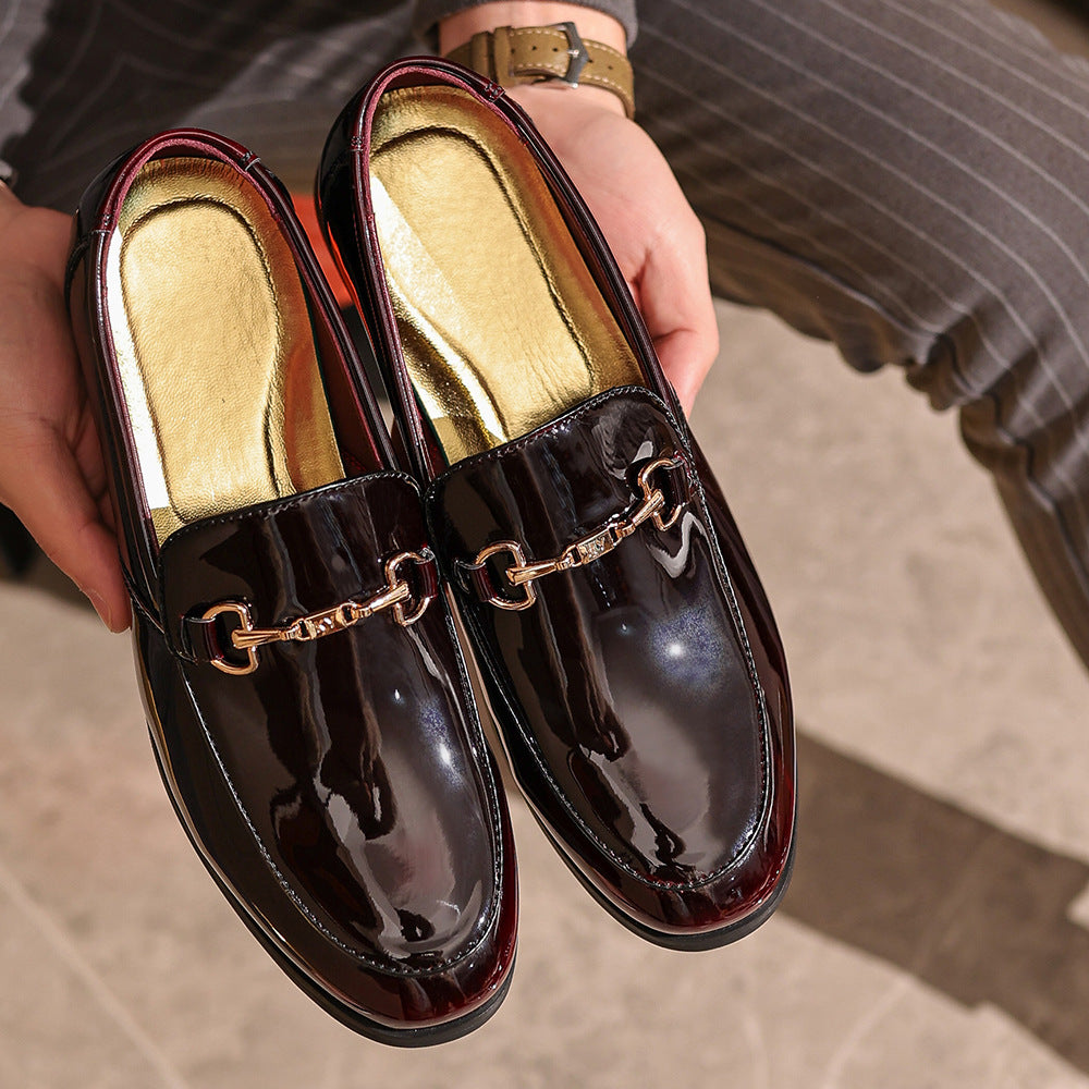 Men’s Dress Loafers – Patent Leather – Slip-On – Metal Bit Accent – Formal Footwear