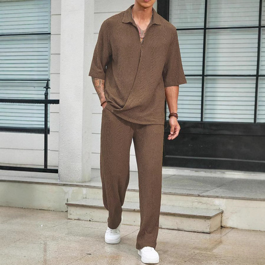 Men’s Comfy Lounge Set – Soft Knit – Relaxed Fit – Long Sleeve Top & Pants