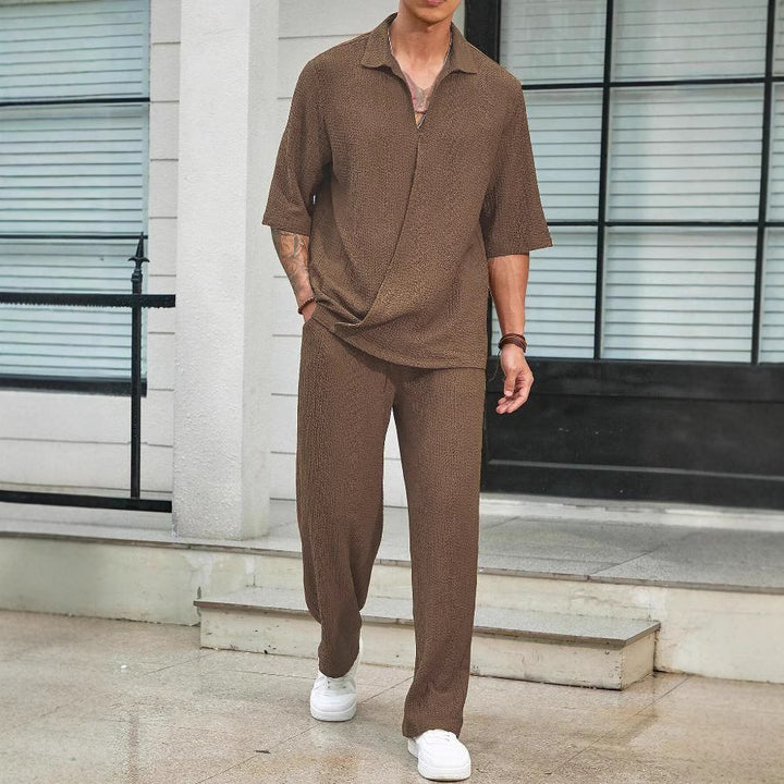 Men’s Comfy Lounge Set – Soft Knit – Relaxed Fit – Long Sleeve Top & Pants