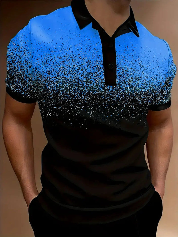 Men’s Polo Shirt – Slim Fit – Gradient Print – Soft Breathable Blend – Casual Wear