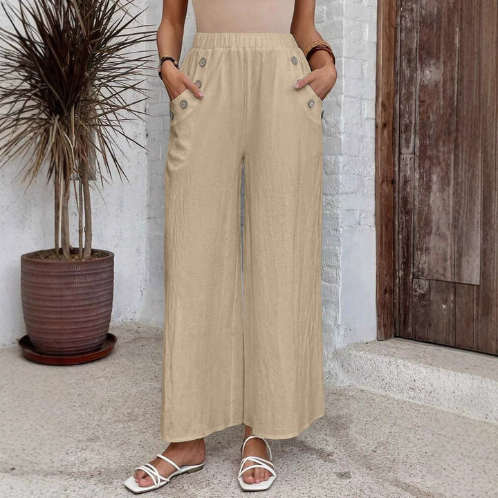 Women’s Wide Leg Pants - High Waisted - Elastic Waist - Lightweight Flowy Casual Fit