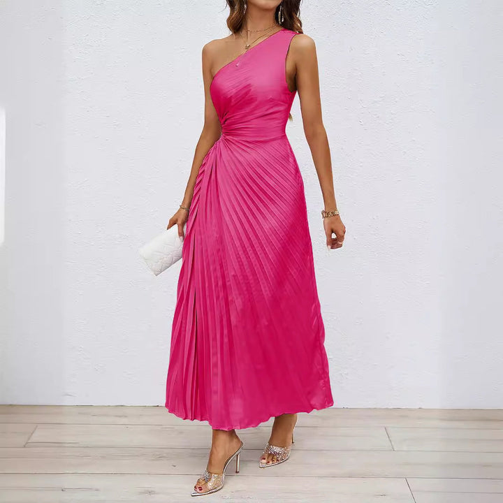 Women’s Evening Gown - One Shoulder - Pleated A-Line Silhouette - Flowy Elegant Fit