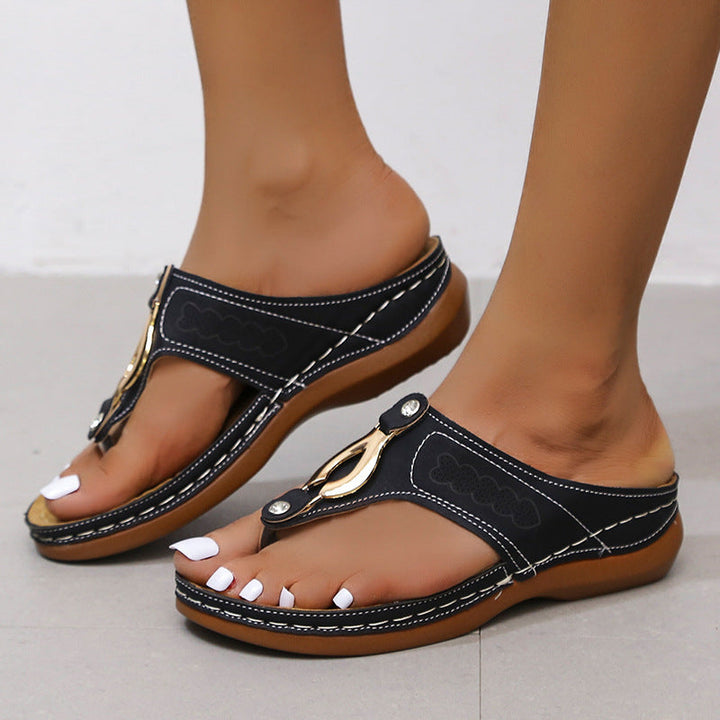 Women’s Slip-On Sandals – Wedge Heel – Open Toe – Cushioned Insole – Breathable Strap