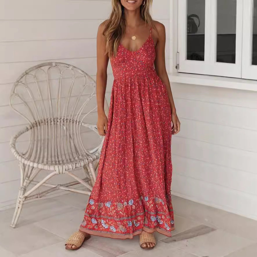 Women’s Sundress – Lightweight Fabric – V-Neck – Adjustable Straps – Flowy Fit