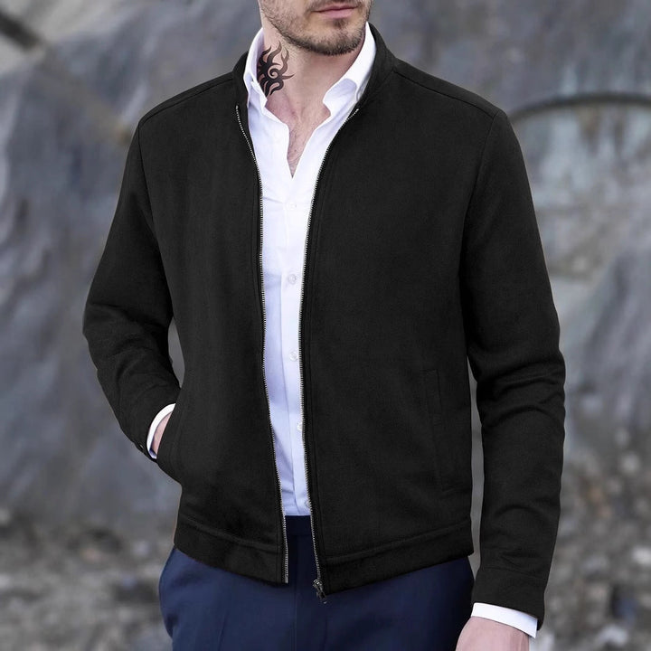 Men’s Casual Jacket - Slim Fit - Mock Neck - Zipper Front - Minimalist Lightweight Design