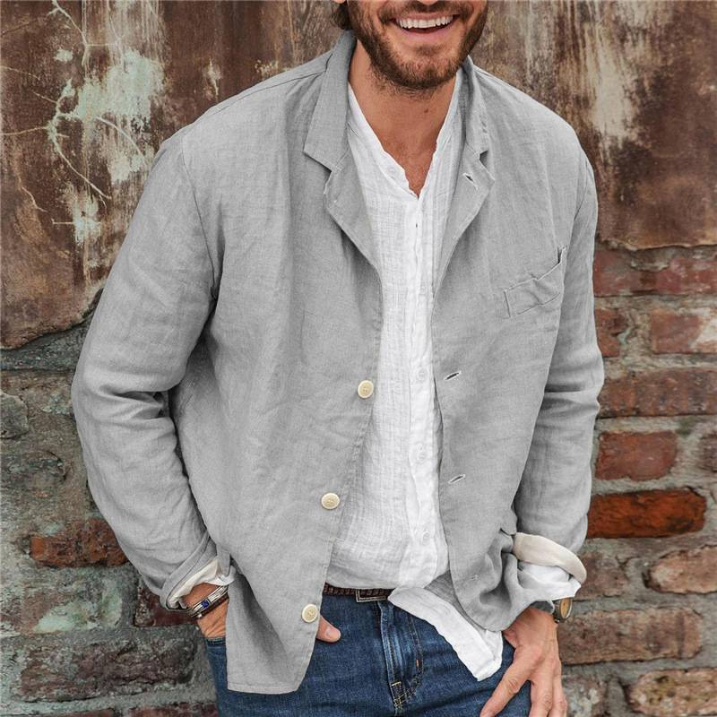 Men’s Casual Blazer - Cotton Linen Blend - Relaxed Fit - Lightweight Breathable Layer