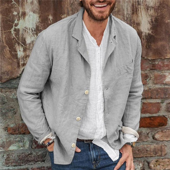 Men’s Casual Blazer - Cotton Linen Blend - Relaxed Fit - Lightweight Breathable Layer