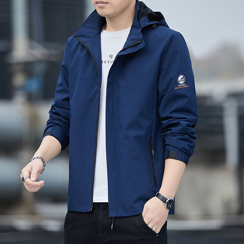 Men’s Windbreaker Jacket – Lightweight Fit – Detachable Hood – Adjustable Cuffs