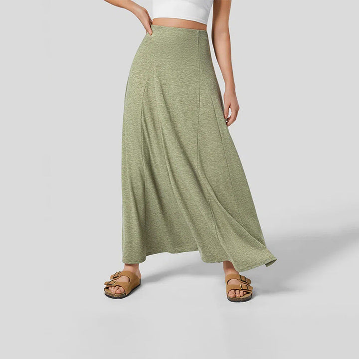 Women’s Maxi Skirt – Lightweight Textured Fabric – High Waist – Flowy Full Length Fit