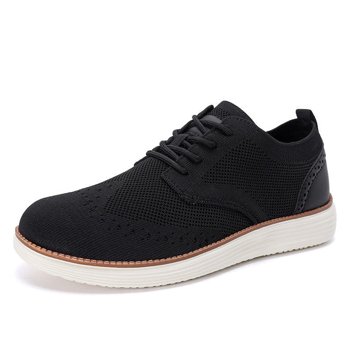 Men’s Knit Dress Shoes – Breathable Fly-Knit – Cushioned Sole – Lace-Up Smart Casual