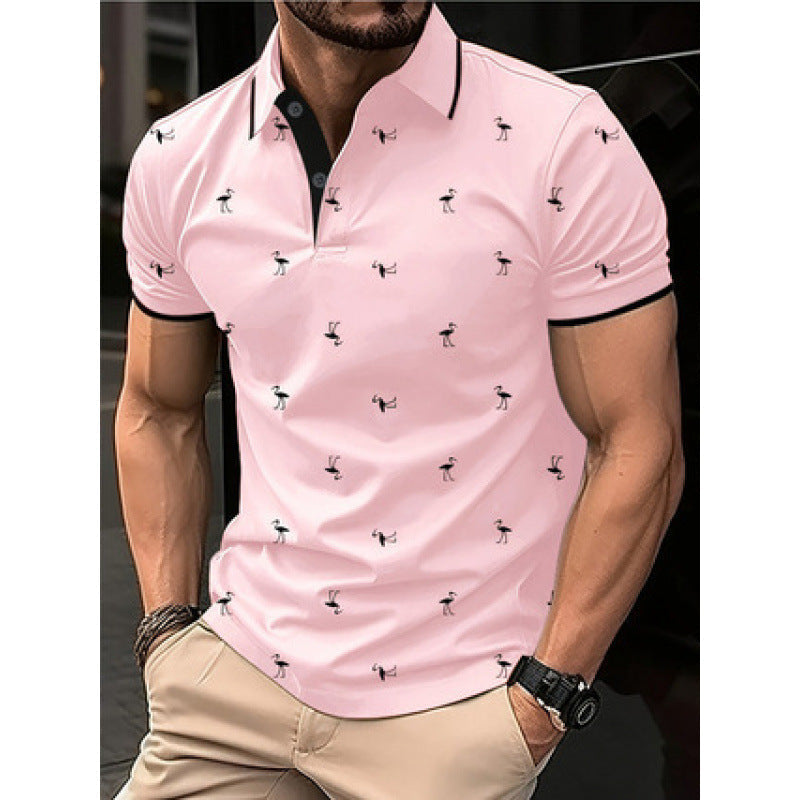 Men’s Polo Shirt – Cotton Blend – Regular Fit – Short Sleeve – Printed Casual Style