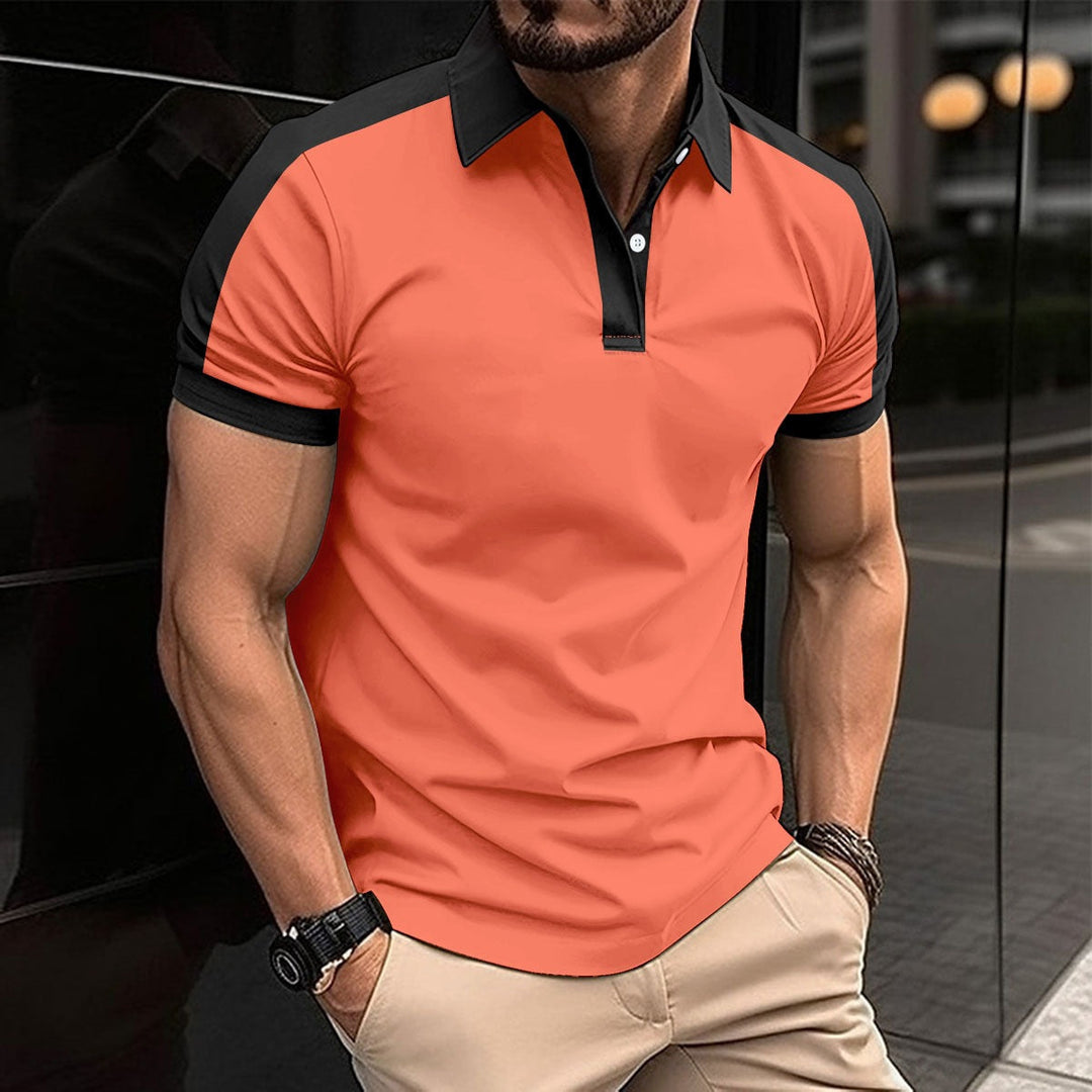 Men’s Polo Shirt – Slim Fit – Contrast Collar & Sleeve – Soft Natural Fibers