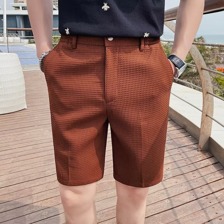 Men’s Tailored Shorts – Slim Fit – Knee Length – Button Waist – Belt Loops