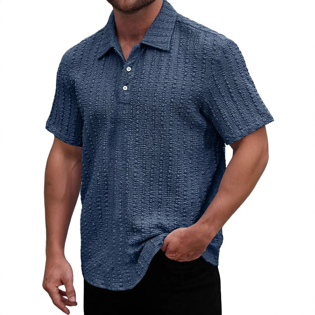 Men’s Polo Shirt – Regular Fit – Textured Soft Knit – Short Sleeve – Breathable Fabric