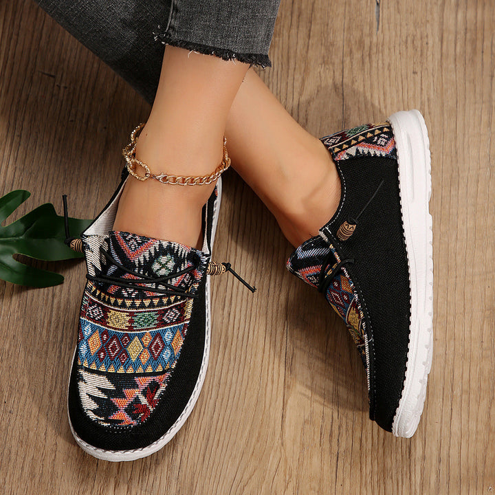 Women’s Slip-On Shoes - Woven Fabric - Floral Tapestry - Lightweight Casual Fit