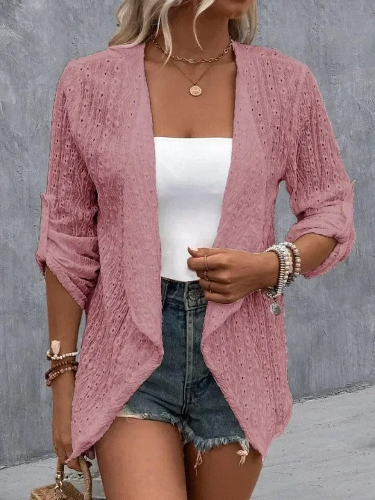 Women’s Cardigan – Crochet Knit – Relaxed Fit – Open Front – Lightweight Boho Layer