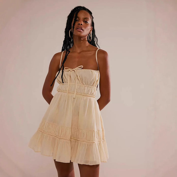 Women’s Sundress – Lightweight Fabric – Spaghetti Straps – Tiered Skirt – Elastic Waist