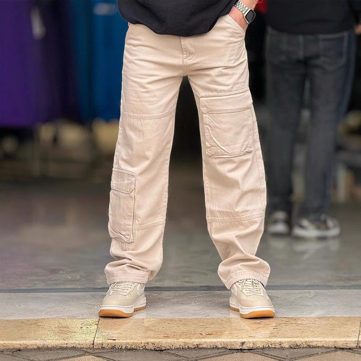 Men's Cargo Pants – Relaxed Fit – Natural Fibers – Full Length – Utility Pocket Design