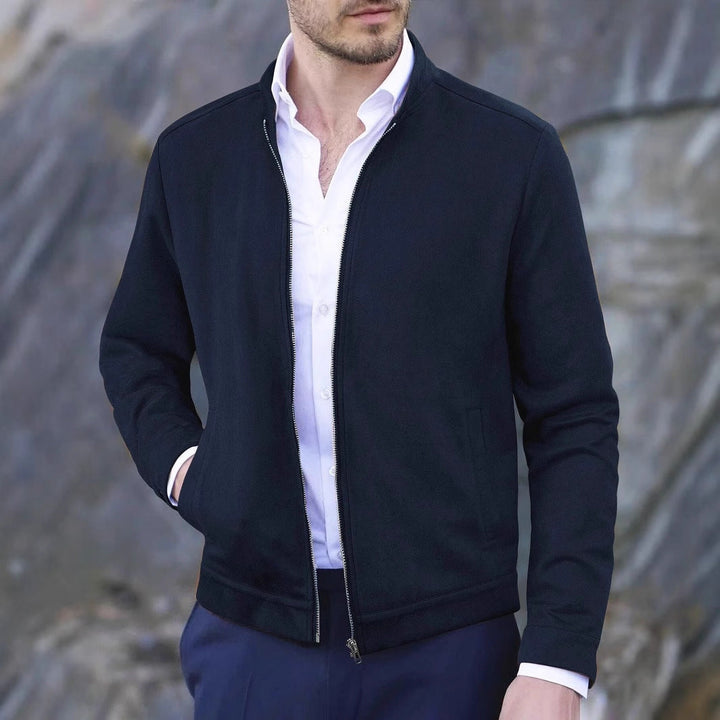 Men’s Casual Jacket - Slim Fit - Mock Neck - Zipper Front - Minimalist Lightweight Design